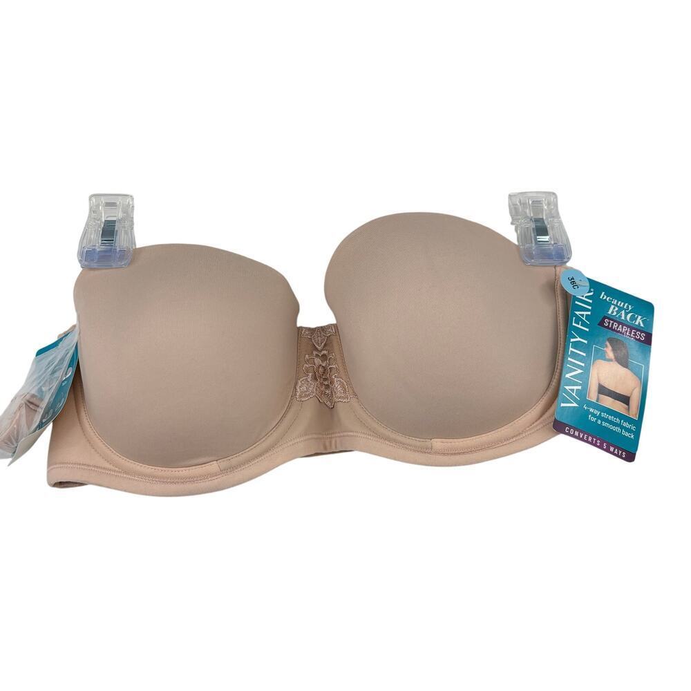 Vanity Fair Bra Size 36C Rose Beige Beauty Back Convertible Strapless Underwire
